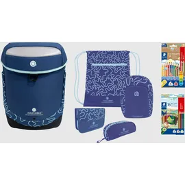 innovabaq Schulranzen-Set 8-tlg. Navy/Crema