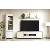 Home Affaire Wohnwand HOME AFFAIRE "Stranda, moderne Anbauwand, Komplettset im Scandi-Style", weiß (weiß skandi eiche), B:266cm, Holzwerkstoff, Kastenmöbel-Sets, Wohnwand, enthält Vitrine, Lowboard und Wandboard, 270 cm breit
