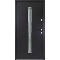 kuporta Haustür Nebeneingangstür Nele 100x200cm DIN rechts – Kellertür aus Stahl mit Tresorbolzen, Wärmedämmfüllung, verstellbaren Bändern und Aushebelsicherung - Anthrazit | 1x Drücker, 1x Knopf