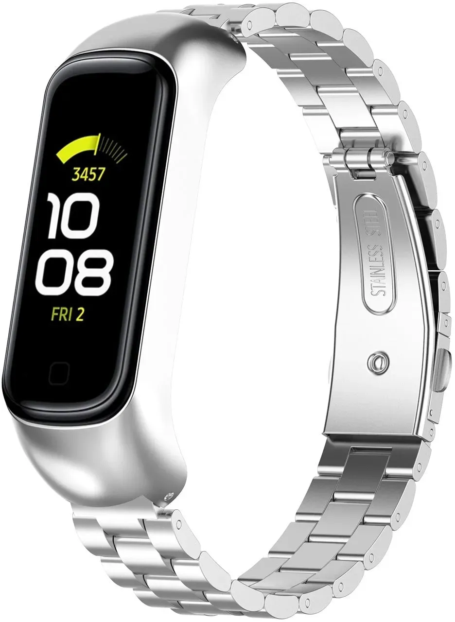 Strap-it Samsung Galaxy Fit 2 Armband Stahl für Samsung Galaxy Fit 2 - Silber - Butterfly-Verschluss