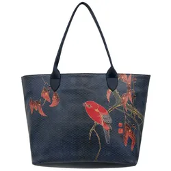 Weekender DOGO "Weekender Schultertaschen Like A Bird Damen Schultertasche", Damen, Gr. H/T: 30cm x 16cm OneSize, blau, Lacklederimitat, Taschen, Handgefertigt