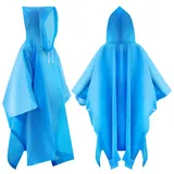 PBUSPU 2 Stück Regenponcho, Regenponcho Wiederverwendbarer, Regenkleidung für Erwachsene,Regenponcho wasserdicht für Wandern, Camping, Angeln, Konzert, Stadion Blau - 114 Große Größen Extra Tall