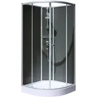 Schulte Komplettdusche Verona 90x90 cm Runddusche – Viertelkreis Duschkabine mit ESG-Sicherheitsglas, schwarzen Rückwänden & Duschsystem inkl. Duschwanne