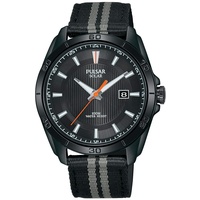 Pulsar Sport Herren-Uhr Solar Edelstahl mit Textilband PX3179X1
