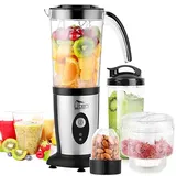 Uten Standmixer Mixer Smoothie Maker Multifunktion Entsafte Fleisch Zerkleinerer Ice Crusher Elektrisch edelstahl Smoothie Mixer Küche mit Flasche 5 in 1 (220W,22000U/Min)