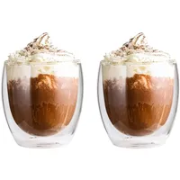 LENAOBEN Latte Macchiato Doppelwandige Espresso-Gläser, (2er Set) - 8 Unzen 250ml, Mokkatassen, Thermo-Gläser mit Schwebe-Effekt für Espressomaschine, Latte, Getränke, Tee, Cappuccino (250ml)