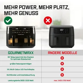 GOURMETmaxx Doppelkammer Heißluftfritteuse 2 x 4,5 l schwarz