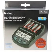 Technoline Schnell-Ladegerät BC 700 mit Entladefunktion und LCD-Display