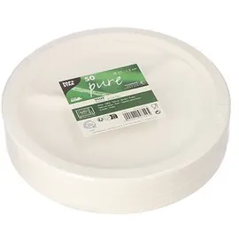 Papstar Zuckerrohr-Teller 3-geteilt Ø 26 cm 50 St. Weiß
