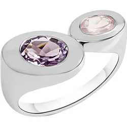 Celesta Silber Ring 925/- Sterling Silber rhodiniert Amethyst und Rosenquarz