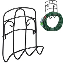 Relaxdays Schlauchhalter Wand für 38 m 5/8 Zoll schwarz
