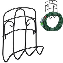 Relaxdays Schlauchhalter Wand für 38 m 5/8 Zoll schwarz
