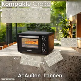 Steinborg Mini Backofen 15 Liter Schwarz
