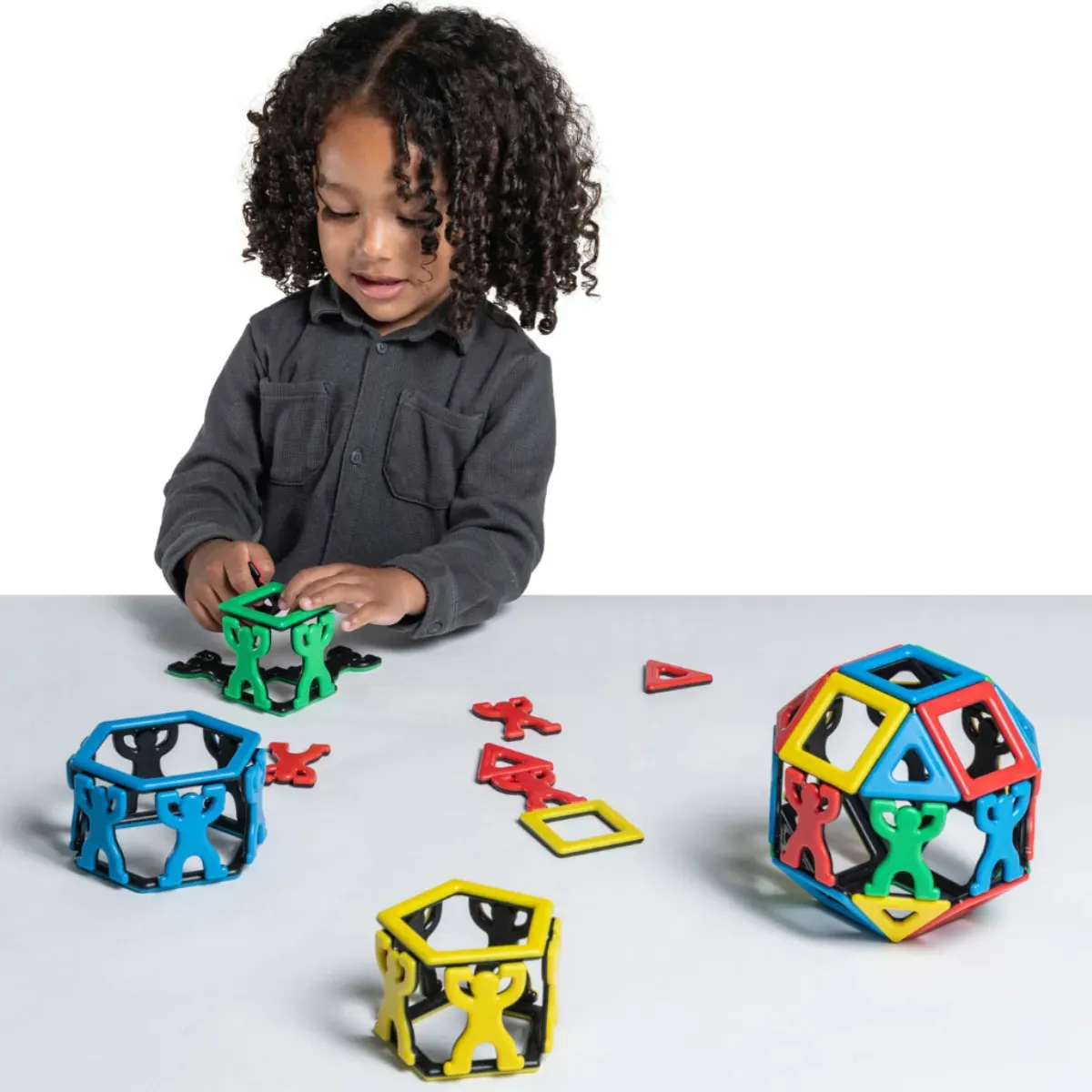 Magnetisches Konstruktionsspiel Akrobatik-Set 54 Teile - Polydron MAG - Fördert Motorik, Ab 3 Jahren, Farbenfroh