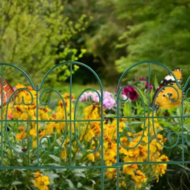 Relaxdays Beeteinfassung, 4er Set, Metall, HxB: je 28 x 38,5 cm, Beetumrandung für Garten, Zierzaun zum Stecken, grün