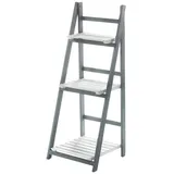 Kobolo Stufenregal Holz 3 Böden grau/weiß