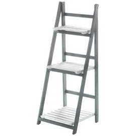 Kobolo Stufenregal Holz 3 Böden grau/weiß