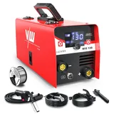 MIG Schweißgerät 130 A, Fülldraht Schweissgerät Set für Anfänger, IGBT Interver Schweißgerät mit Elektrodenschweißfunktion, VECTOR WELDING (Schweißgerät SET 6-Teilig)