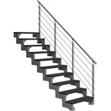 DOLLE Außentreppe Gardentop 10 Trimax-Stufen 80 cm Anthrazit + Prova-Geländer