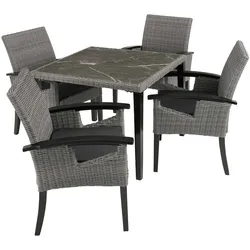 TECTAKE Rattan Tisch Tarent mit 4 Stühlen Rosarno