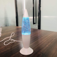 Riaxuebiy Glitzernde Lavalampe 7,28 Zoll Mini Rakete Nachtlicht Funkelnde Farbwechsel Stimmungslicht mit USB Geschenk Kabel (A-weiß)