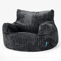 Lounge Pug Kindersessel Sitzsäck 3-8 Jahren, Schwarz Cordstoff, Kinder Sitzsack-Sessel für Jungen & Mädchen, Kinderstuhl