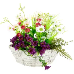 Kunstblume I.GE.A. "Gesteck Margeriten und Petunien", lila (violett), B:36cm H:30cm L:25cm, Polyester, Kunstpflanzen