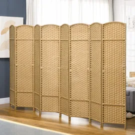 Homcom Paravent 8-teilig 320 x 170 cm Raumteiler Trennwand aus Kiefernholz Natur