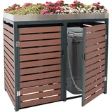 MCW 2er Mülltonnenverkleidung MCW-K14, Mülltonnenbox mit Pflanzkasten, 124x134x84cm WPC Edelstahl 79kg ~ Walnuss-Holzoptik