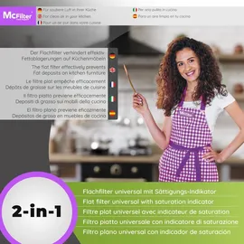 McFilter | (2 Stück), universal 57 x 47cm mit Sättigungsindikator, Zubehör f. Dunstabzugshauben, extra speicherfähig, zuschneidbar - Weiß