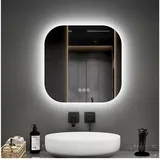 EMKE Emke, LED-Badspiegel 50 x 50 cm Quadratischer Ultradünner Spiegel, mit Beleuchtung 50*50cm,Beschlagfrei, 3 Farbtemperaturen(3000K-6500K) und dimmbaren