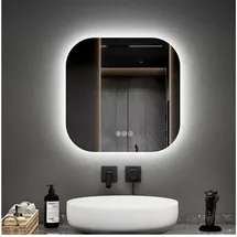EMKE Emke, LED-Badspiegel 50 x 50 cm Quadratischer Ultradünner Spiegel, mit Beleuchtung 50*50cm,Beschlagfrei, 3 Farbtemperaturen(3000K-6500K) und dimmbaren