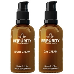 Bepurity Pflege-Set Tagescreme & Nachtcreme – zertifizierte Naturkosmetik vegan Set, 2-tlg., Gesichtscreme Hautpflege Feuchtigkeitscreme für Damen Herren