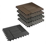 EUGAD 22er Set WPC Terrassenfliesen Terrassendielen Holzoptik Anthrazit, rutschfest und Wetterfest Fliese Bodenfliese mit klicksystem, 30x30 cm Klickfliese Bodenbelag mit Drainage (2 m2)