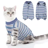 ASENKU Katzenbody nach OP,Katze Kleidung,Katzenbody Nach Op Kastration Leckschutz Postoperative Kleidung Suit für Bauchwunden oder Hautkrankheiten-S-Koralle,Katze Halskrause Alternative, Blau,XS