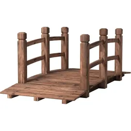 Costway Holzbrücke Gartenbrücke Teichbrücke Zierbrücke mit Geländer 150 x 67 x 55 cm Braun