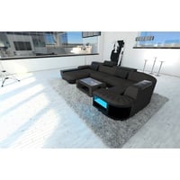 Sofa Dreams Wohnlandschaft Stoffsofa Couch Bellagio U Form Stoff Polster Sofa, mit LED, wahlweise mit Bettfunktion als Schlafsofa, Designersofa grau|schwarz