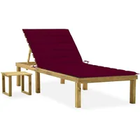 VidaXL Garten-Sonnenliege mit Tisch und Auflage Kiefer Imprägniert