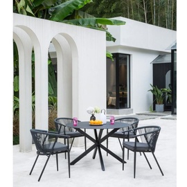 MYLIA Garten-Essgruppe: Esstisch D. 120 cm + 4 Stühle 6 - Aluminium - PORTOFINO von MYLIA