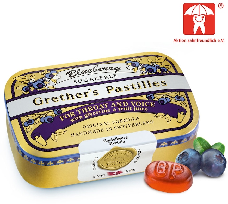 Grethers Blueberry zuckerfrei Pastillen Bonbons 0.11 kg