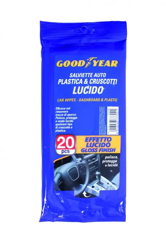 Feuchttücher zur Reinigung von Kunststoffteilen und Armaturenbrettern mit hochglänzendem Effekt, 20 Stück, Goodyear (Гудиър)