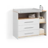 livinity® Wickelkommode Torino, Weiß/Goldkraft Eiche, mit 3 Schubladen