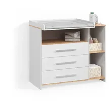 livinity® Wickelkommode Torino, Weiß/Goldkraft Eiche, mit 3 Schubladen