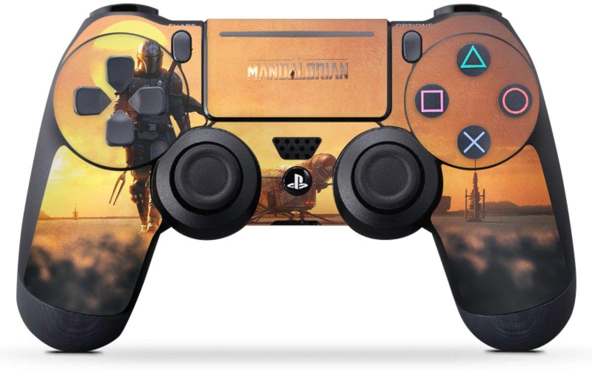 Skin kompatibel mit Sony Playstation 4 PS4 Slim Controller Folie Sticker The Mandalorian Serienmotiv Film