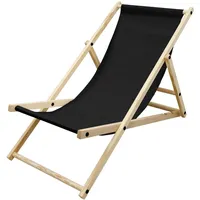 ECD Germany ECD-Germany Liegestuhl, Schwarz, Holz, 52x83x117 cm, Gartenmöbel,