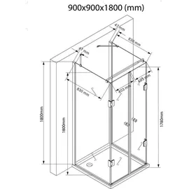 Buylando Emma Duschkabine 90 x 180 cm rechts D648360641500