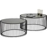 Kare DESIGN Couchtisch Wire Black 79577 2er Set Glas Schwarz