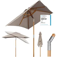 Sekey 200 × 150 cm Rechteckig Holz Sonnenschirm Marktschirm