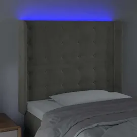 vidaXL LED Kopfteil Hellgrau 103x16x118/128 cm Samt
