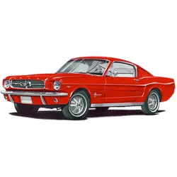 Fototapete PAPERMOON "MUSTANG FASTBACK 1965-VINTAGE AUTO ILLUSTRATION RETRO", bunt, B:3,50m L:2,60m, Vlies, Tapeten